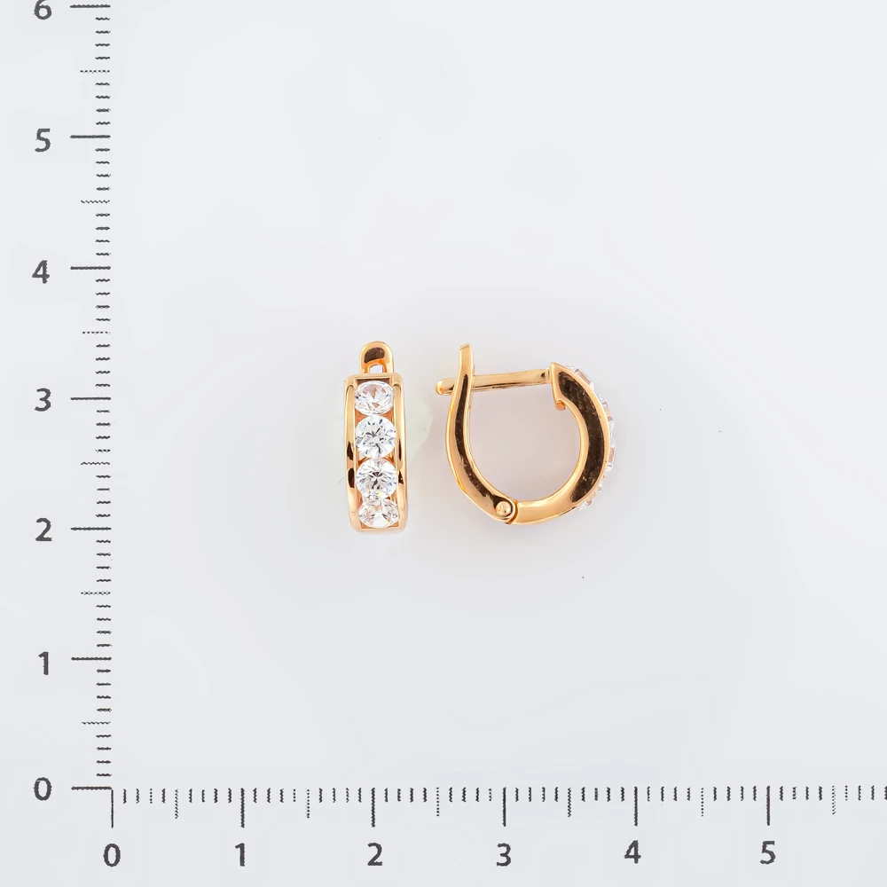 Серьги с фианитом из красного золота 585 пробы 2