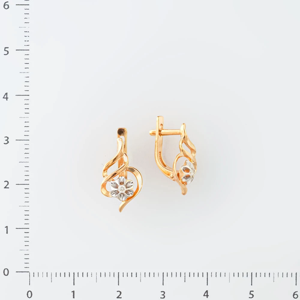 Серьги с бриллиантом из красного золота 585 пробы 2