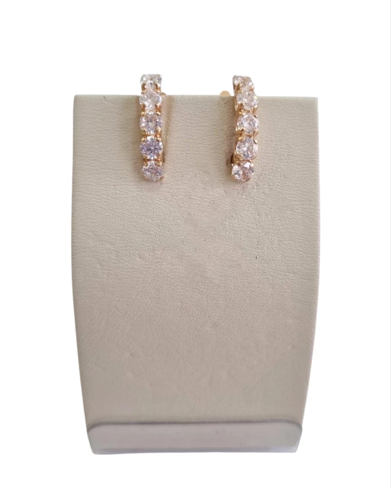 Серьги с фианитом из красного золота 585 пробы 1
