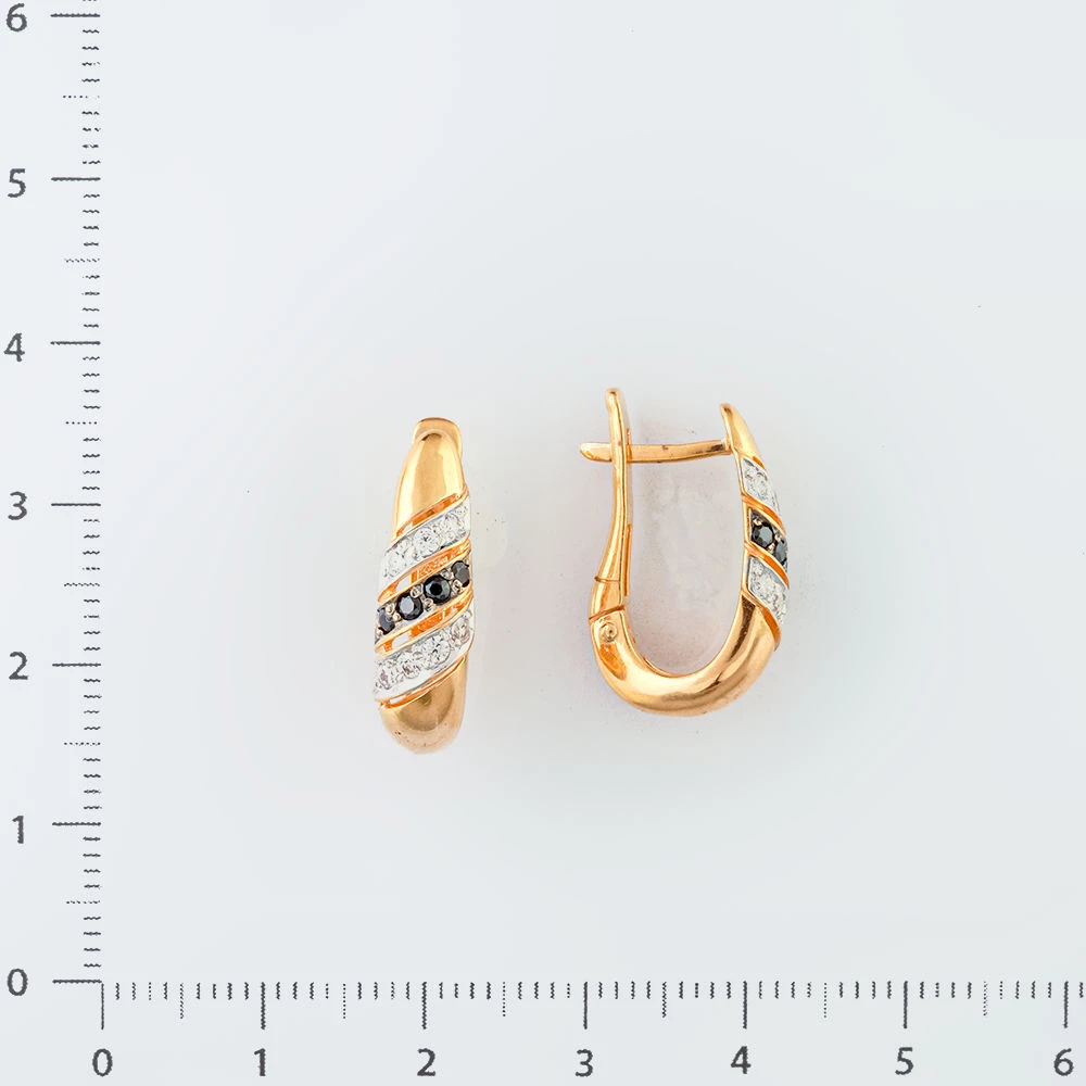 Серьги с фианитом из красного золота 585 пробы 2
