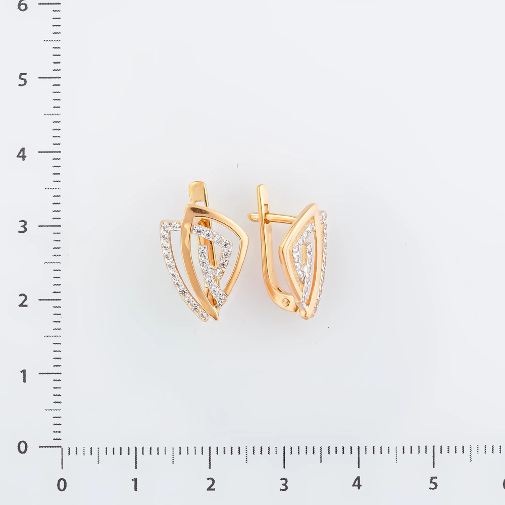 Серьги с фианитом из красного золота 585 пробы 2