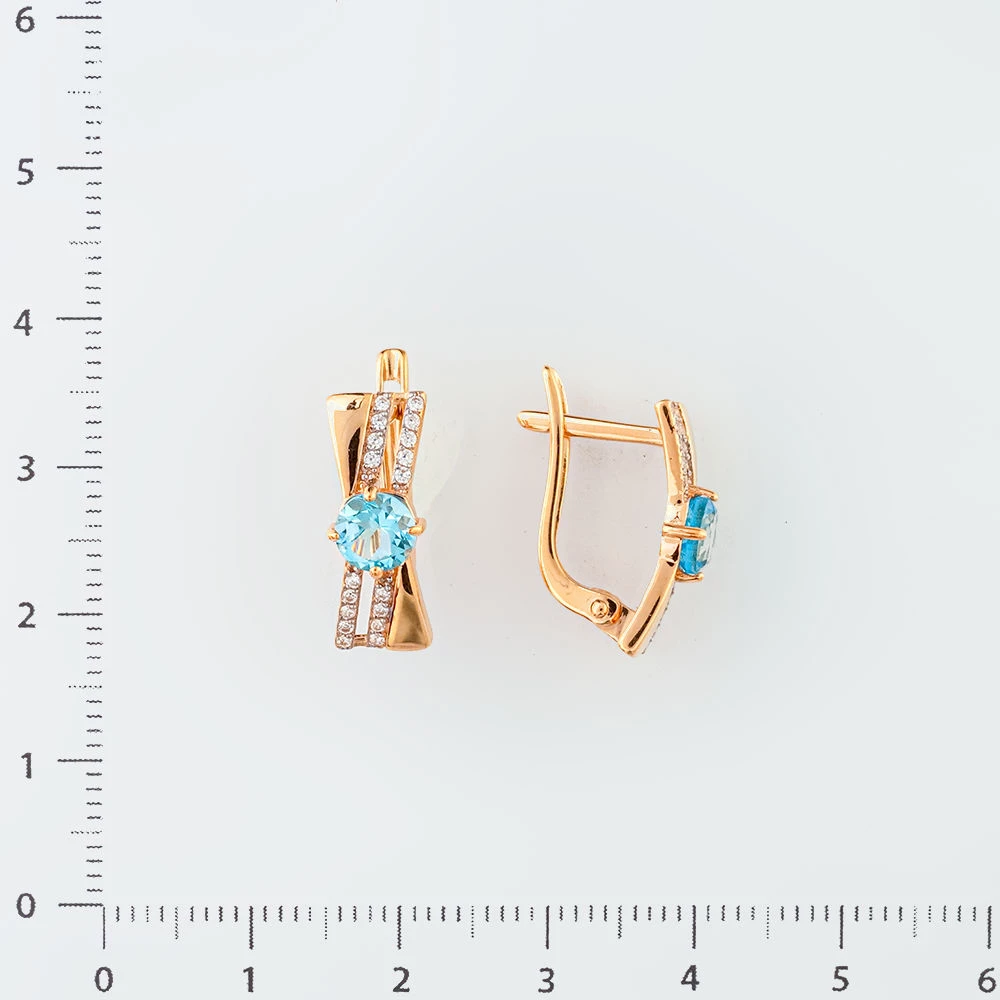 Серьги с топазом из красного золота 585 пробы 2