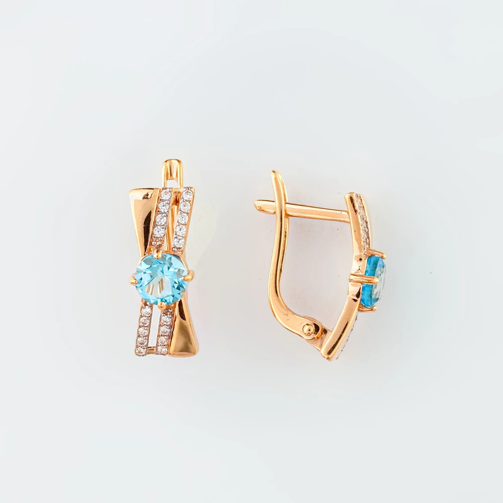 Серьги с топазом из красного золота 585 пробы 1