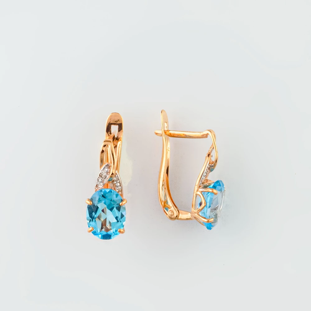 Серьги с топазом из белого золота 585 пробы 1