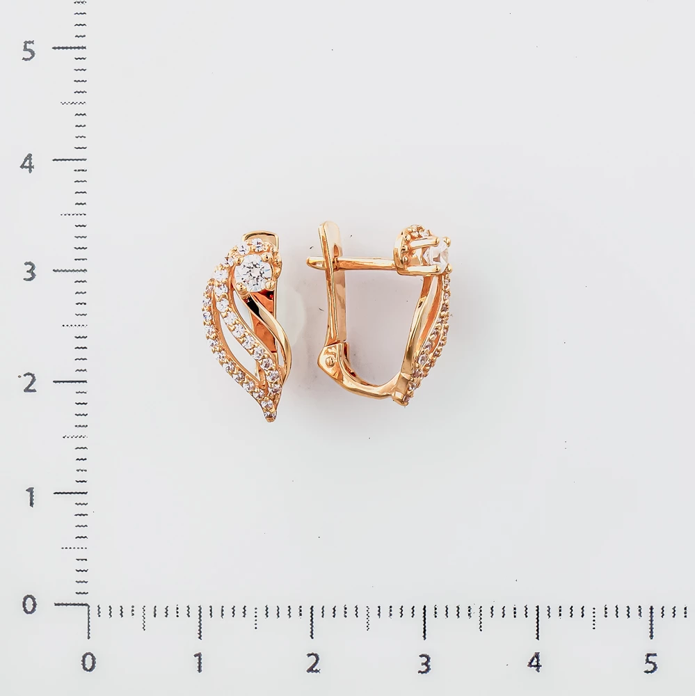 Серьги с фианитом из красного золота 585 пробы 2