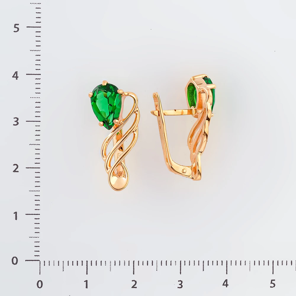 Серьги с ситаллом из красного золота 585 пробы 2