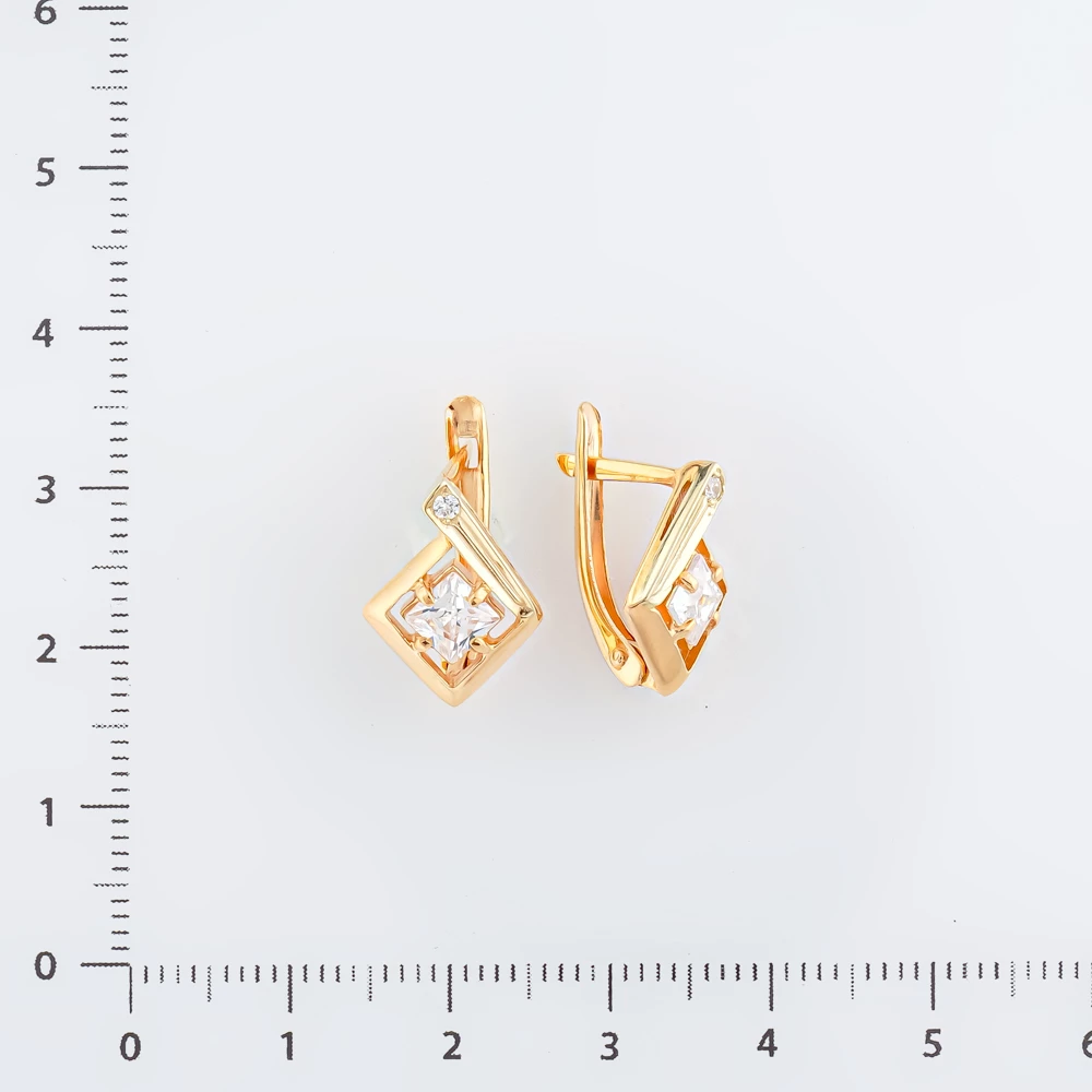 Серьги с фианитом из красного золота 585 пробы 2