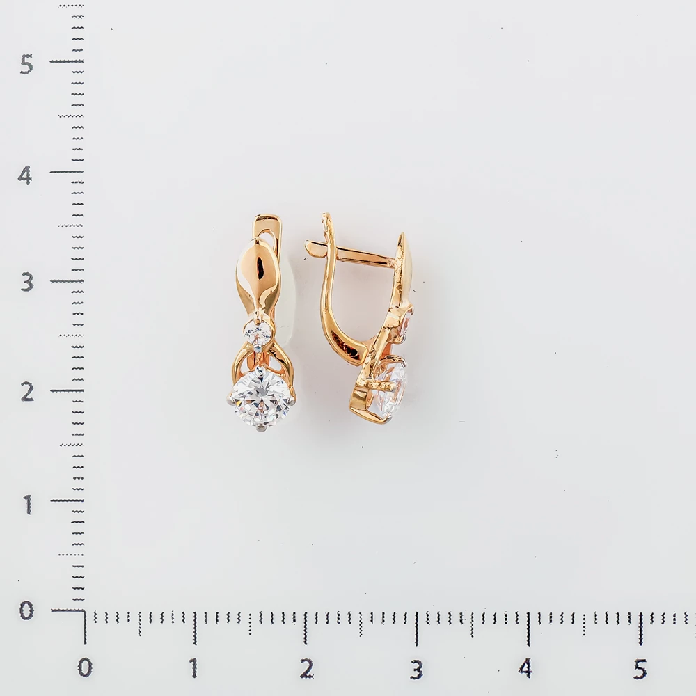 Серьги с фианитом из красного золота 585 пробы 2