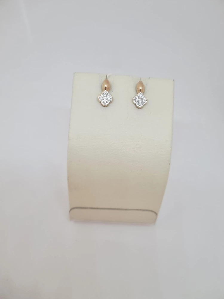 Серьги с фианитом из красного золота 585 пробы 1