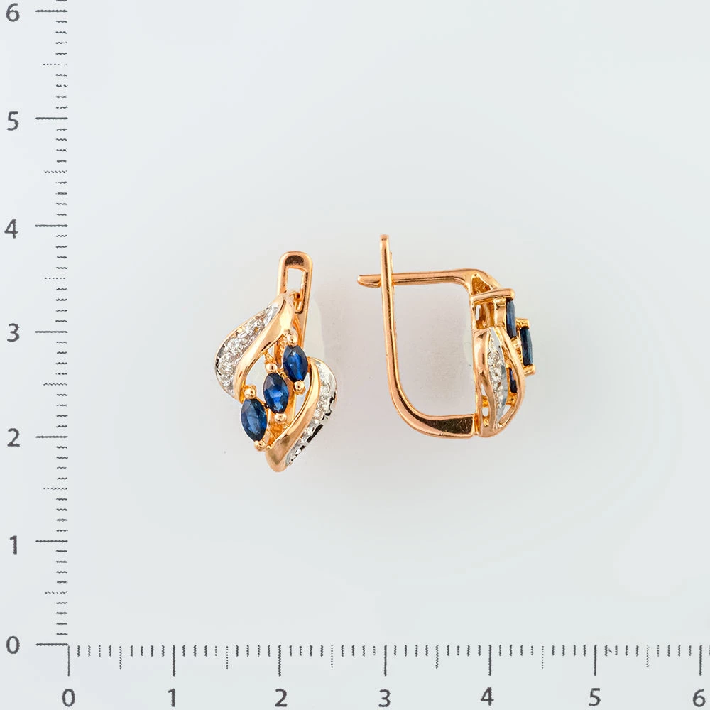 Серьги с сапфиром из красного золота 585 пробы 2