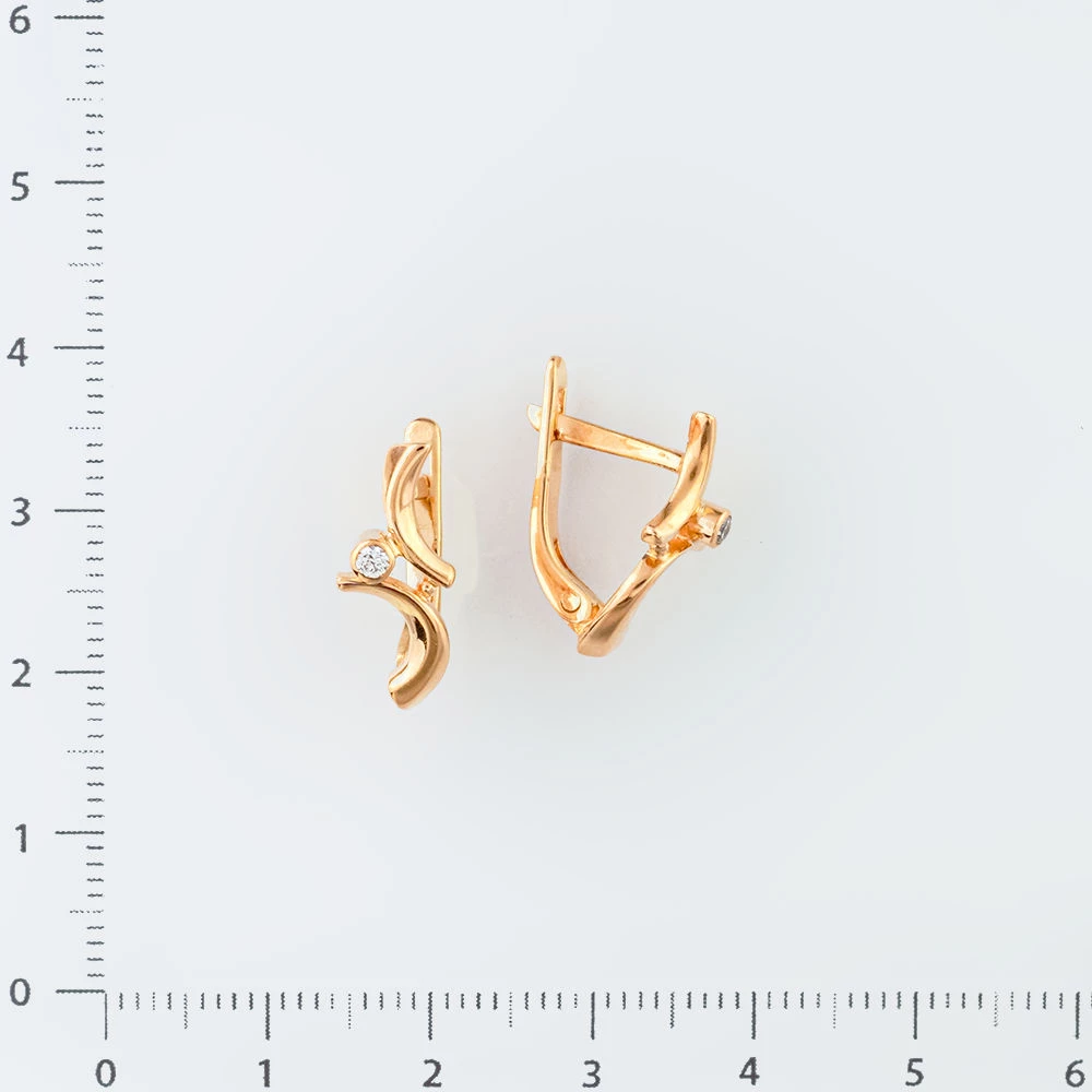 Серьги с фианитом из красного золота 585 пробы 2