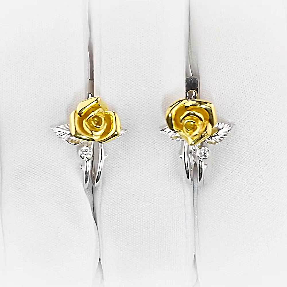 Серьги с бриллиантом из желтого золота 585 пробы 1