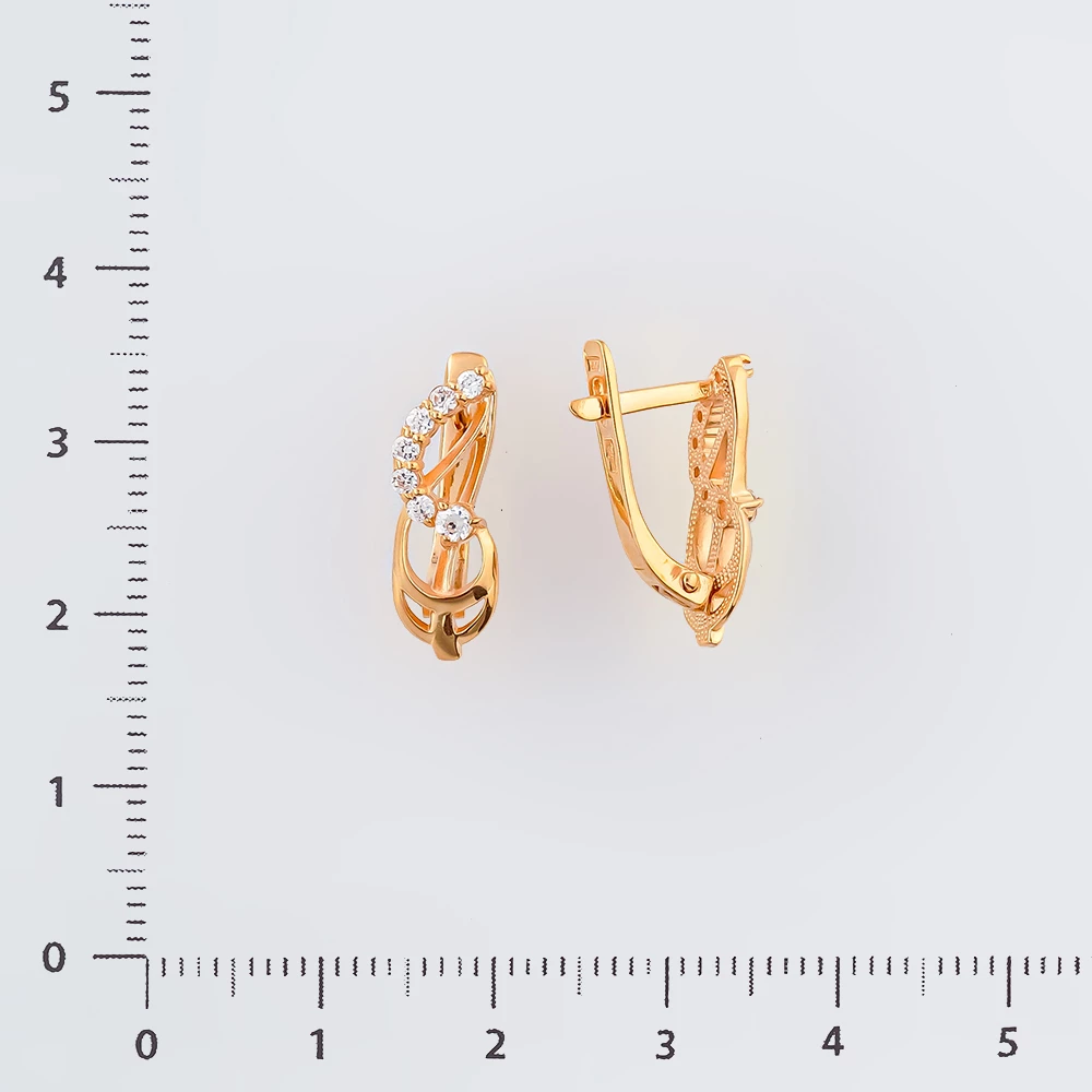 Серьги с фианитом из красного золота 585 пробы 2