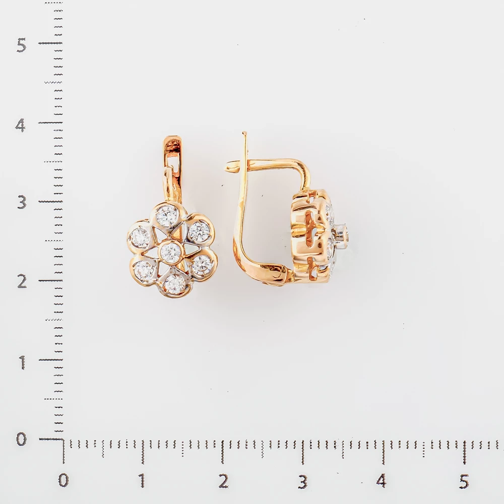 Серьги с фианитом из красного золота 585 пробы 2