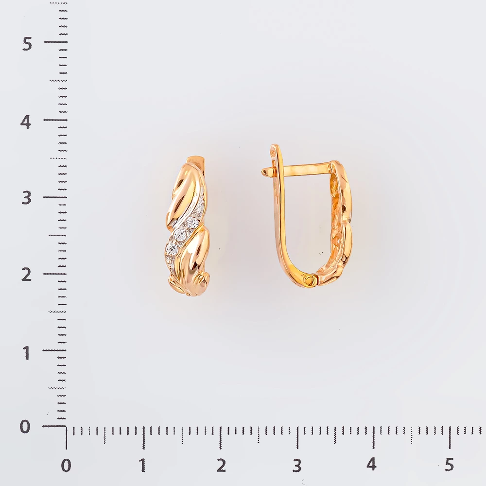 Серьги с фианитом из красного золота 585 пробы 2