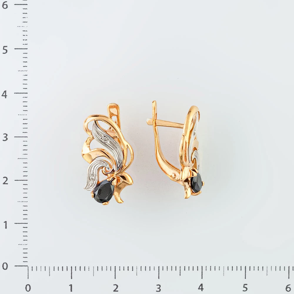 Серьги с фианитом из красного золота 585 пробы 2