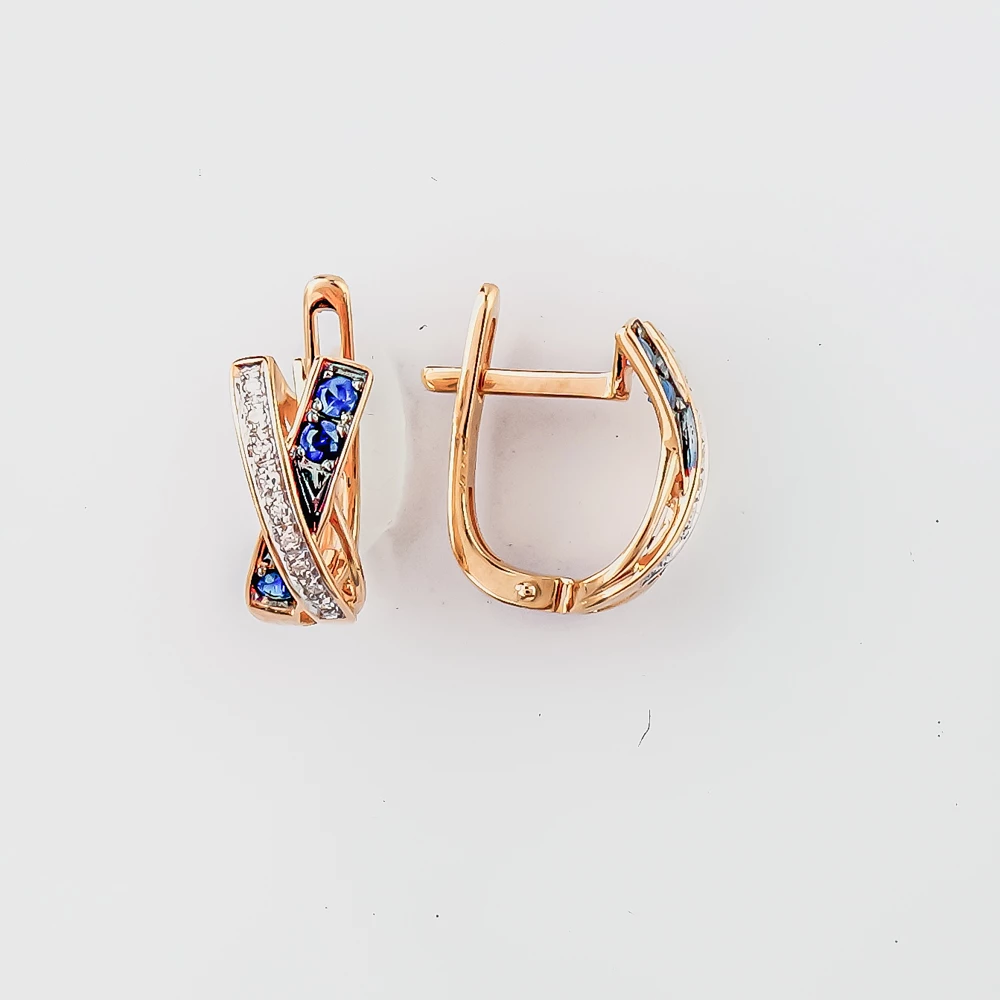 Серьги с сапфиром из красного золота 585 пробы 1