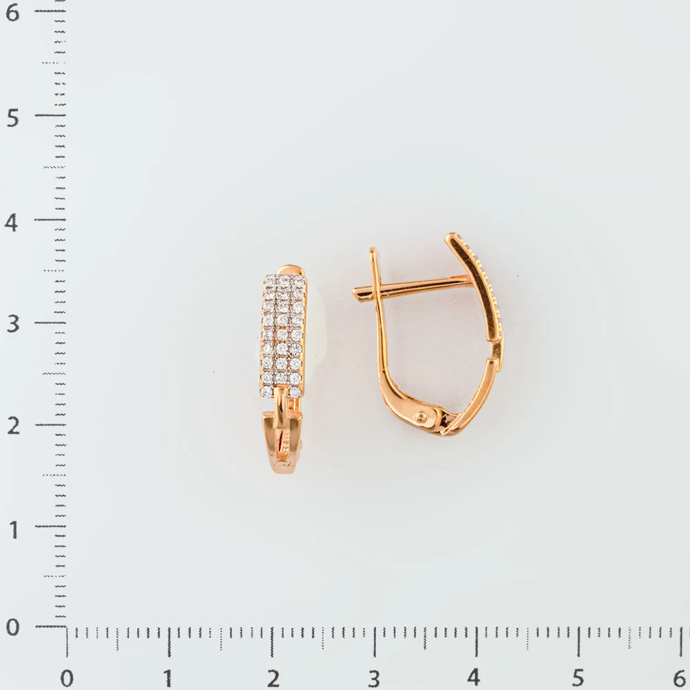 Серьги с фианитом из красного золота 585 пробы 2