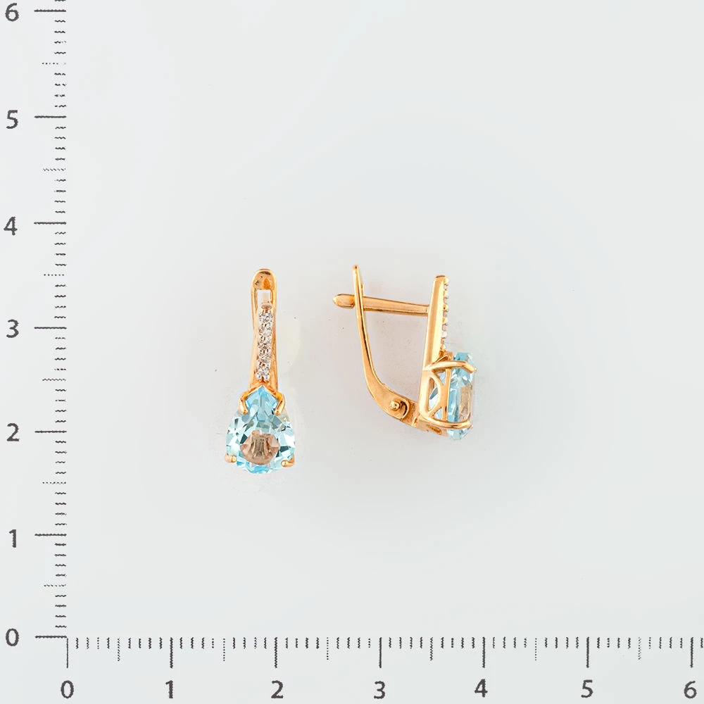 Серьги с топазом из красного золота 585 пробы 2