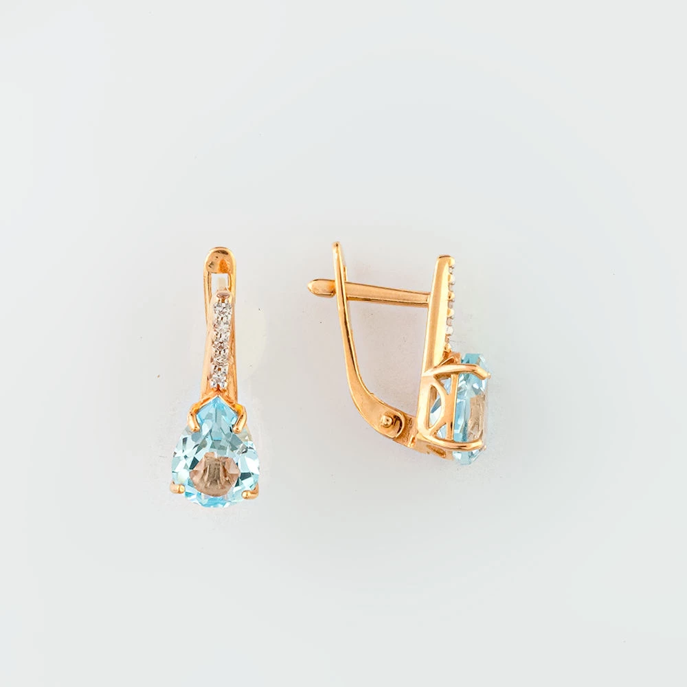Серьги с топазом из красного золота 585 пробы 1