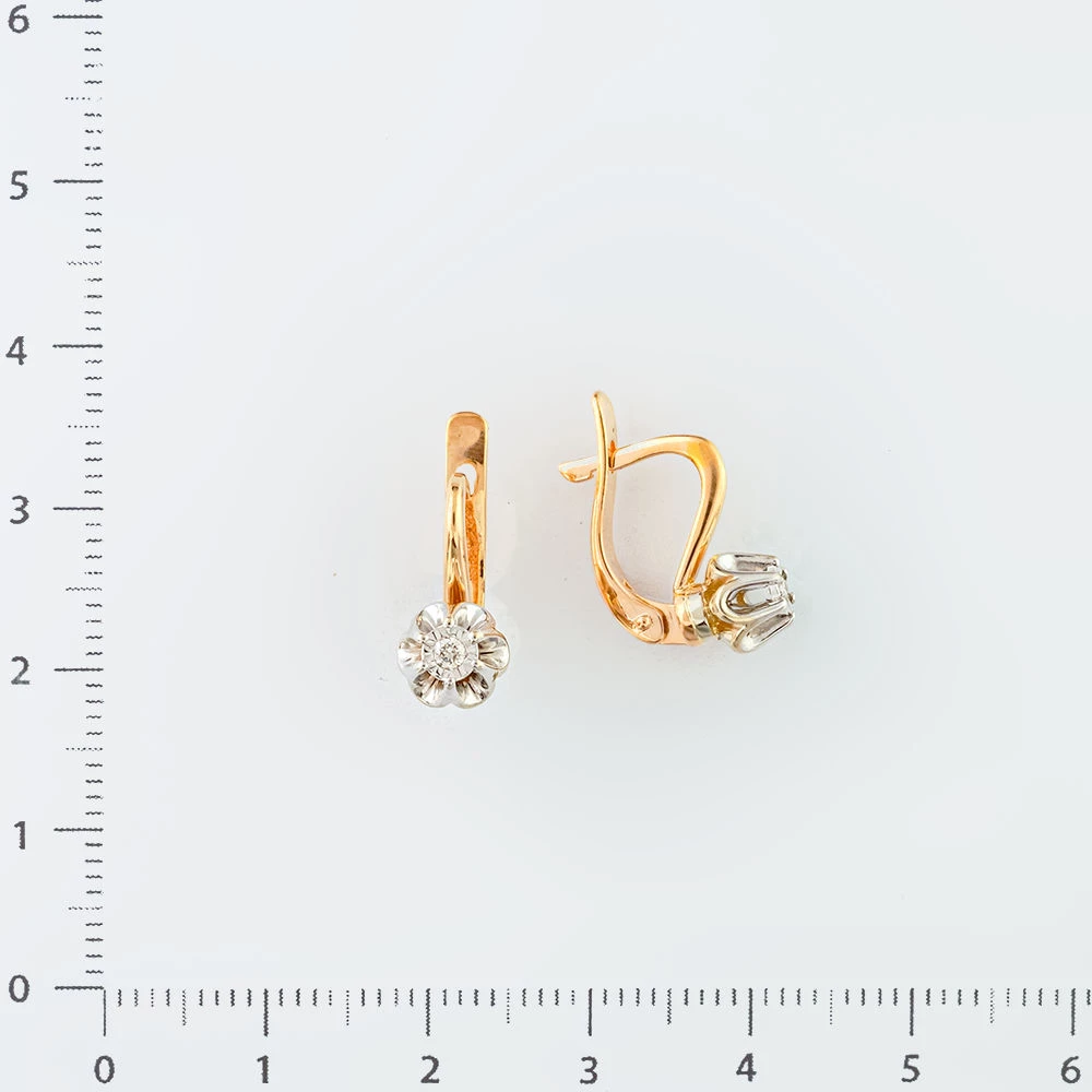 Серьги с бриллиантом из красного золота 585 пробы 2