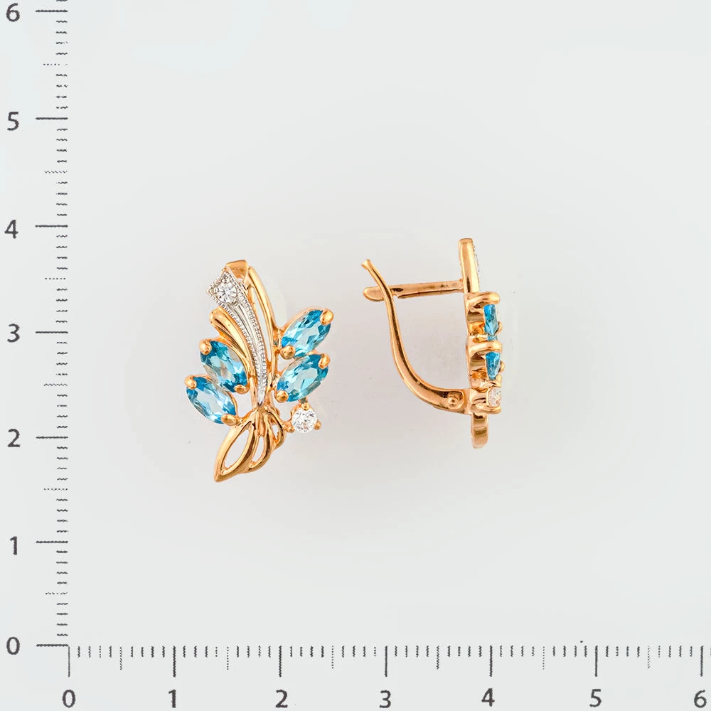 Серьги с топазом из красного золота 585 пробы 2