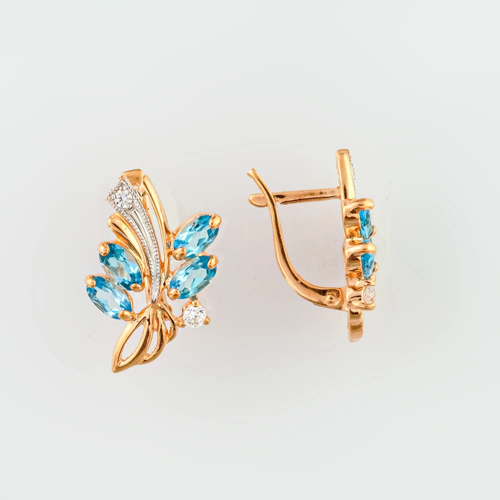 Серьги с топазом из красного золота 585 пробы 1