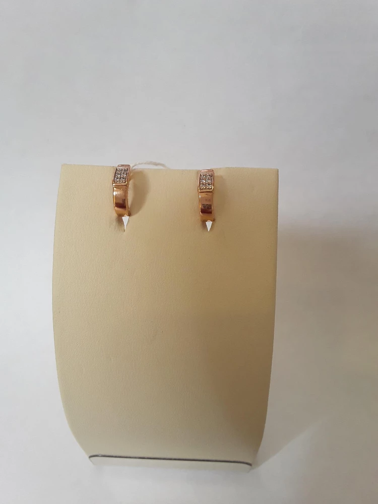 Серьги с фианитом из красного золота 585 пробы 1