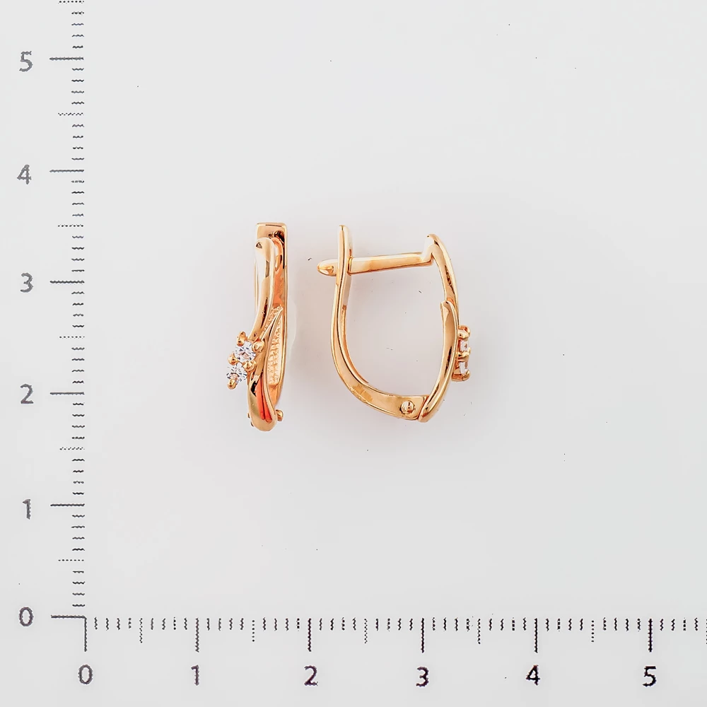 Серьги с фианитом из красного золота 585 пробы 2