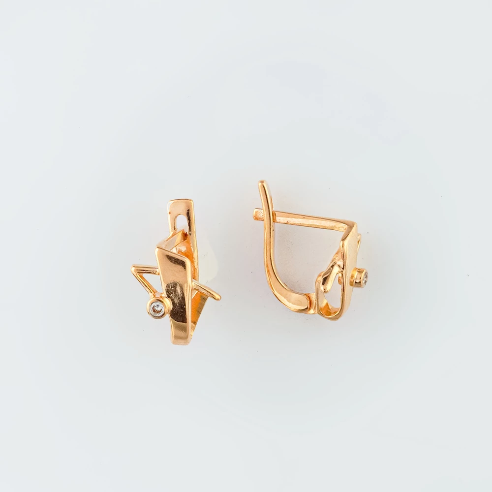 Серьги с фианитом из красного золота 585 пробы 1