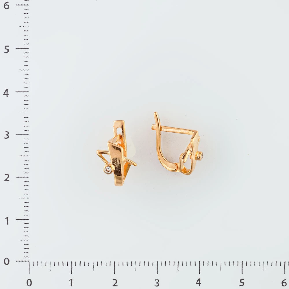 Серьги с фианитом из красного золота 585 пробы 2