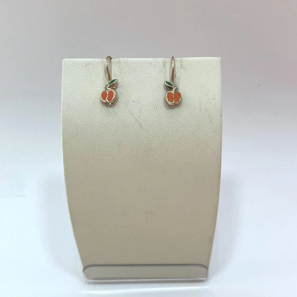 Серьги с эмалью из красного золота 585 пробы