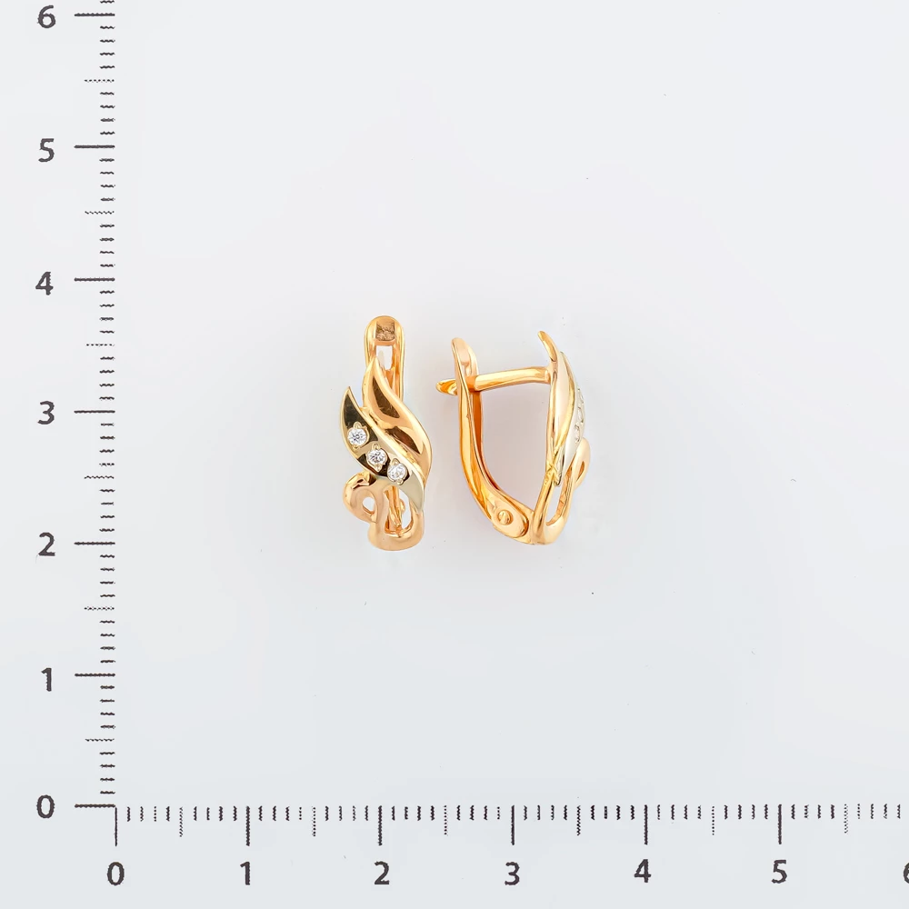 Серьги с фианитом из красного золота 585 пробы 2