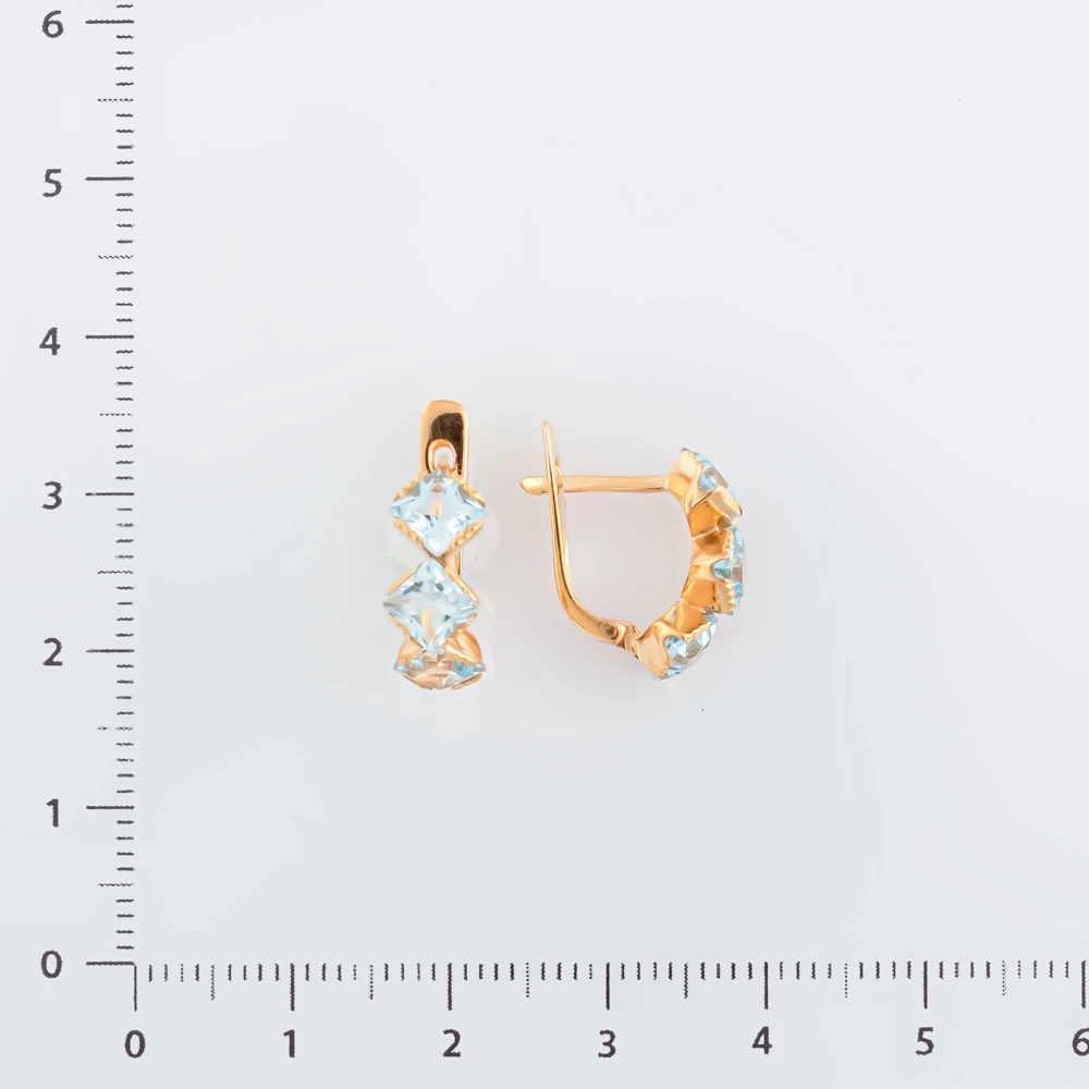 Серьги с топазом из красного золота 585 пробы 2