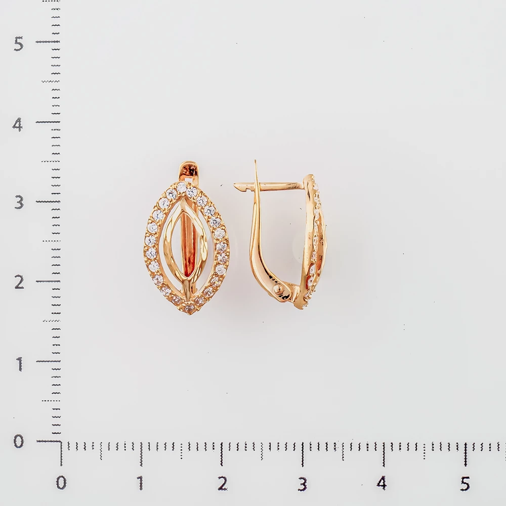 Серьги с фианитом из красного золота 585 пробы 2