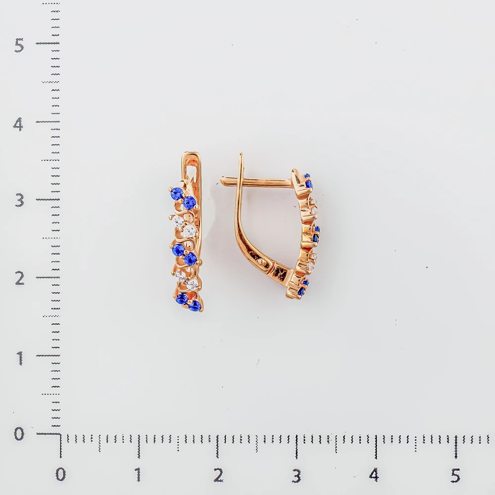 Серьги с фианитом из красного золота 585 пробы 2
