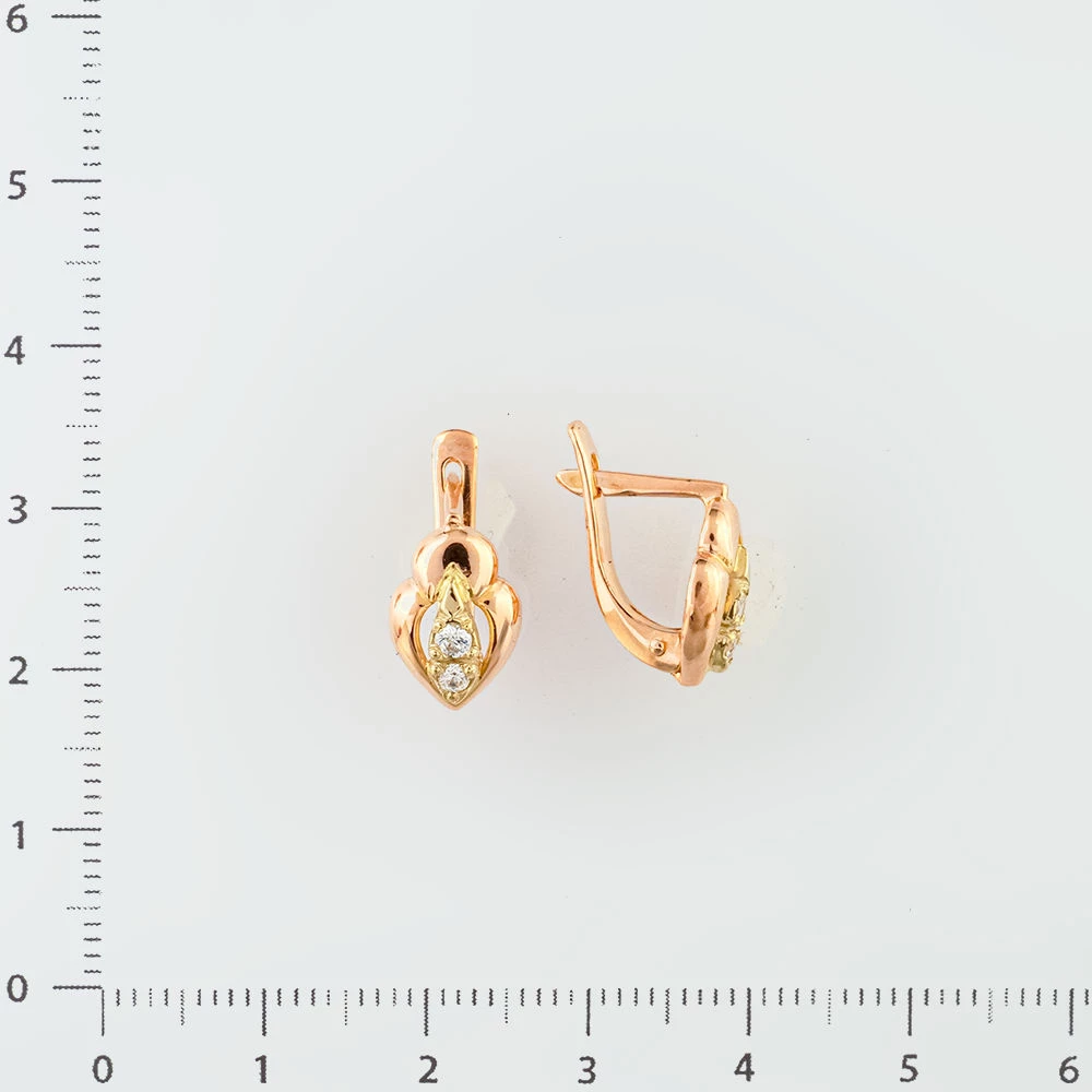 Серьги с фианитом из красного золота 585 пробы 2