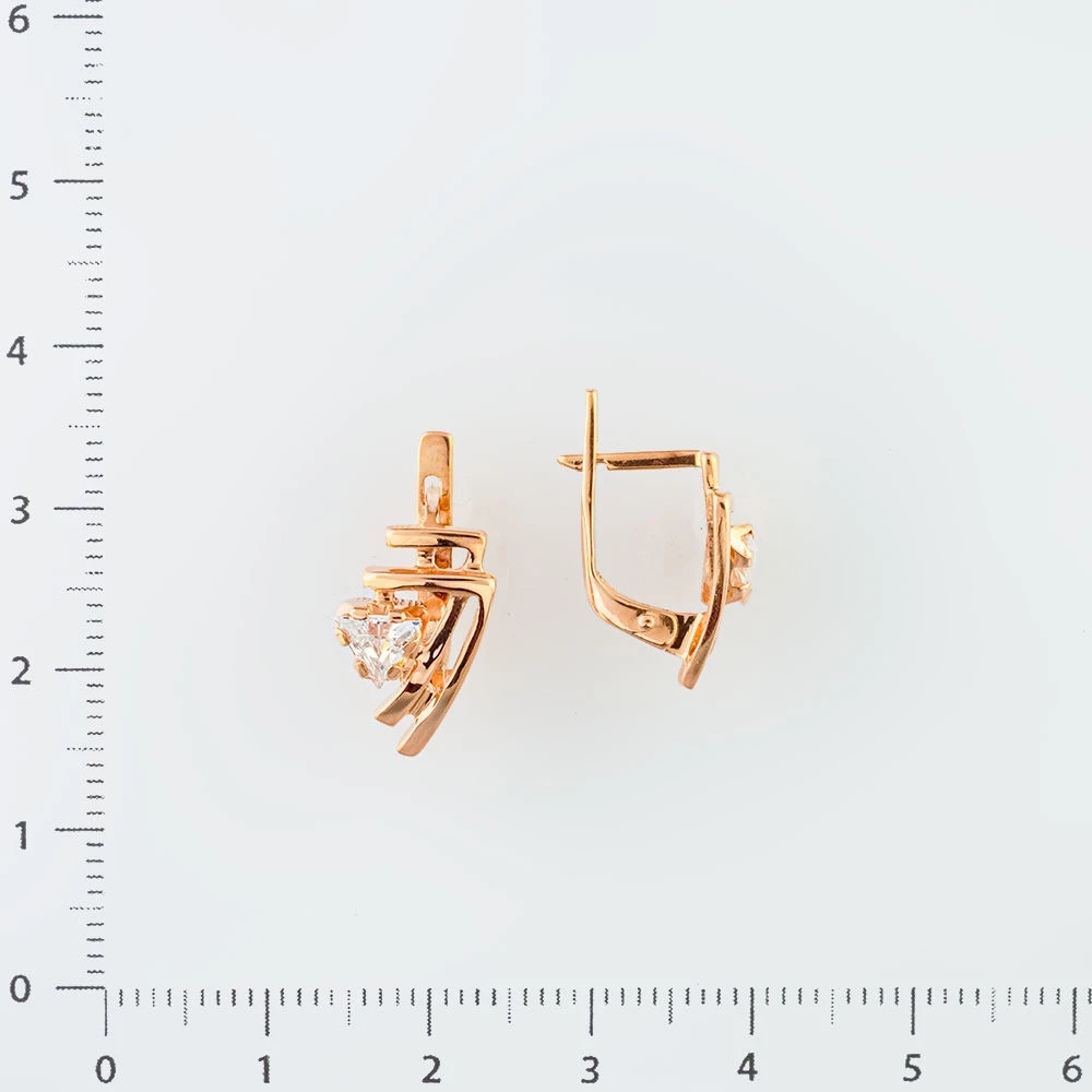 Серьги с фианитом из красного золота 585 пробы 2