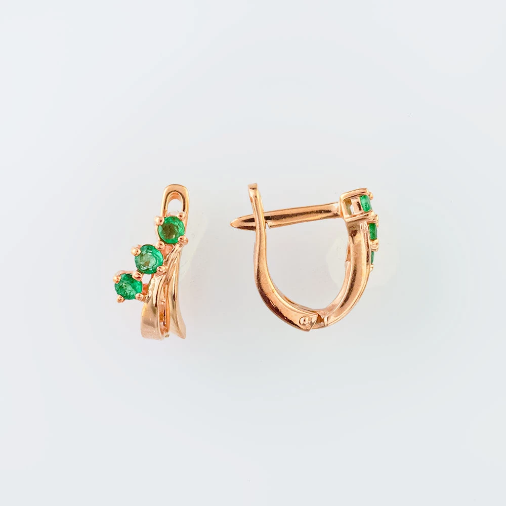 Серьги с изумрудом из красного золота 585 пробы 1