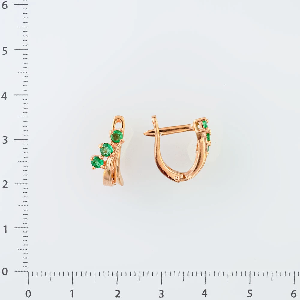 Серьги с изумрудом из красного золота 585 пробы 2