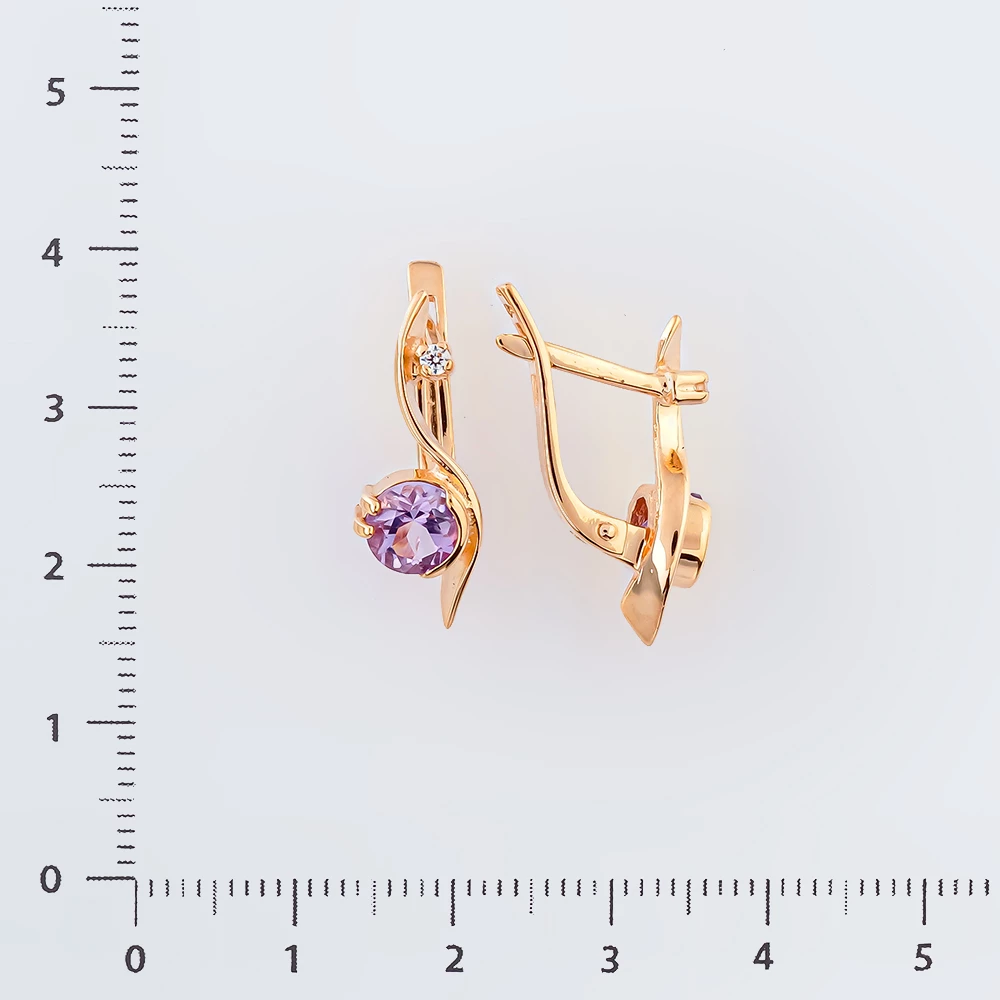 Серьги с аметистом из красного золота 585 пробы 2