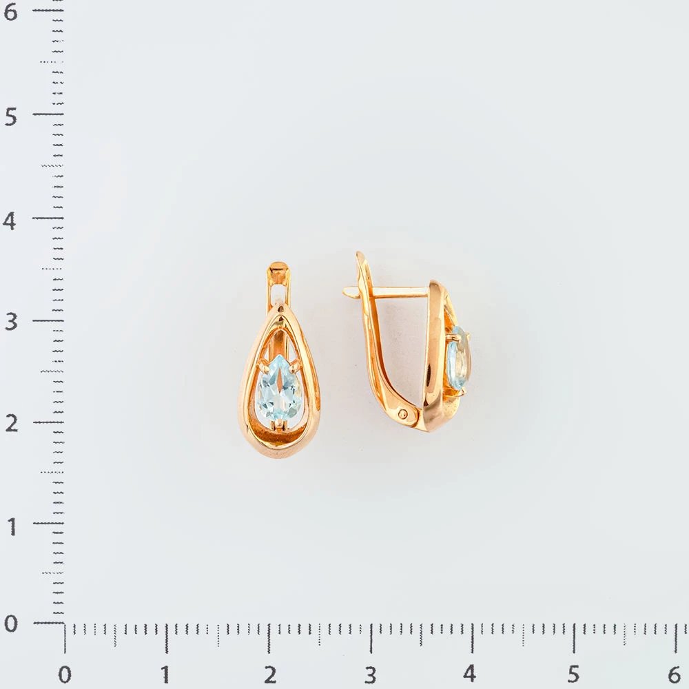 Серьги с топазом из красного золота 585 пробы 2