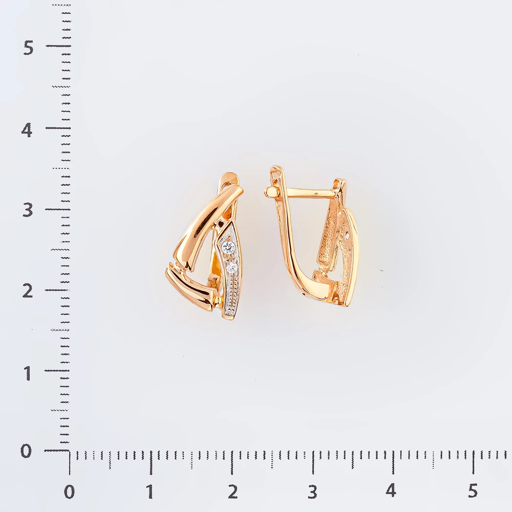 Серьги с фианитом из красного золота 585 пробы 2