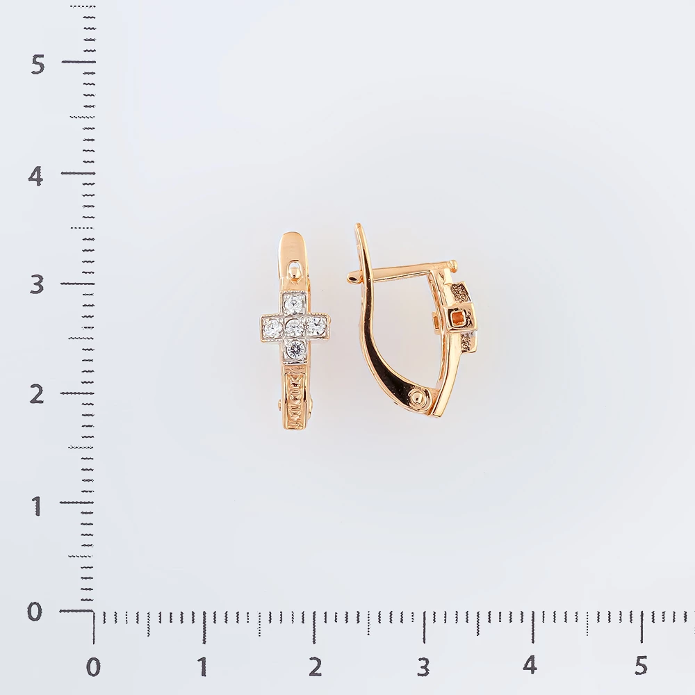 Серьги с фианитом из красного золота 585 пробы 2