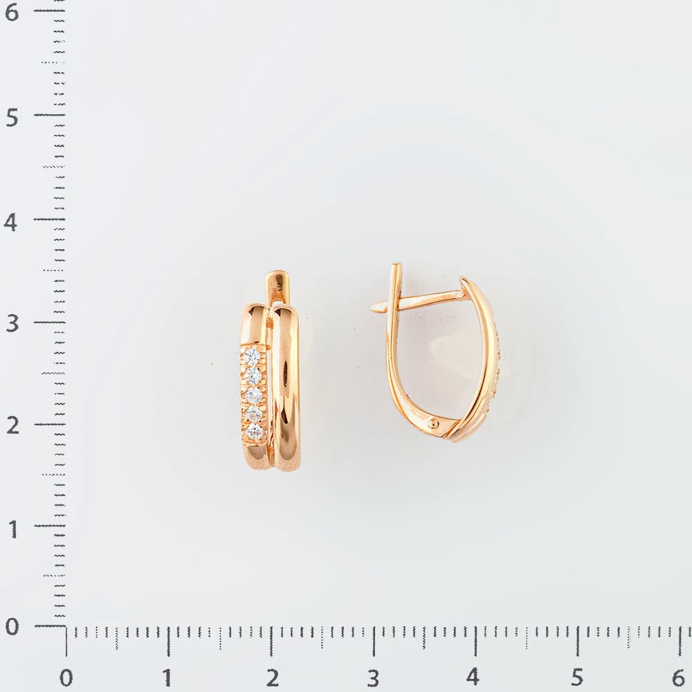 Серьги с фианитом из красного золота 585 пробы 2