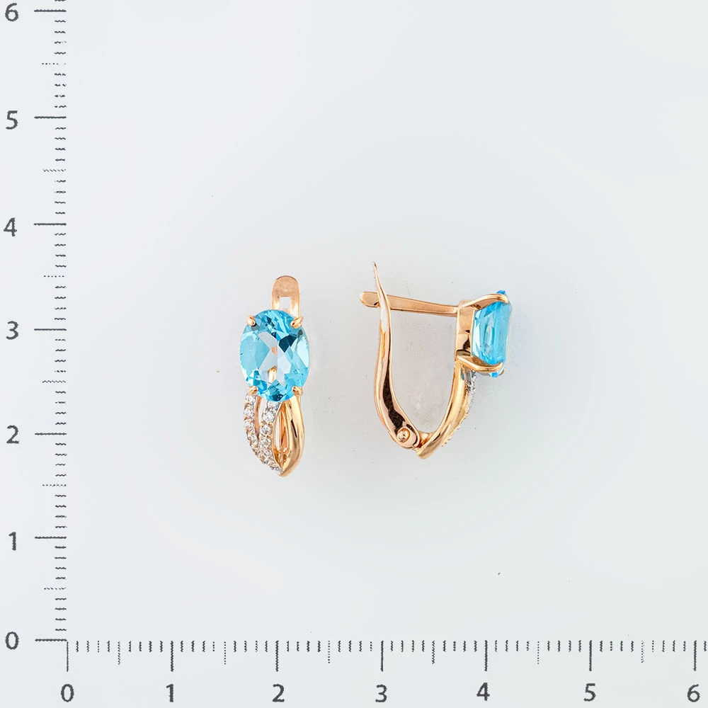 Серьги с топазом из красного золота 585 пробы 2