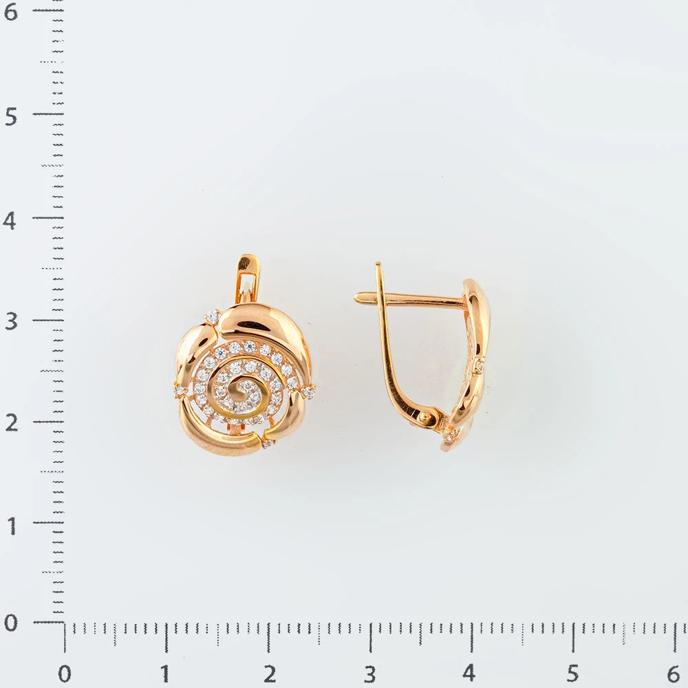 Серьги с фианитом из красного золота 585 пробы 2