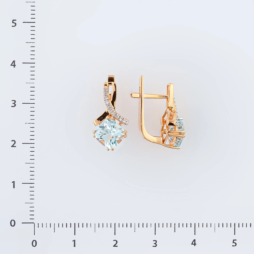 Серьги с топазом из красного золота 585 пробы 2