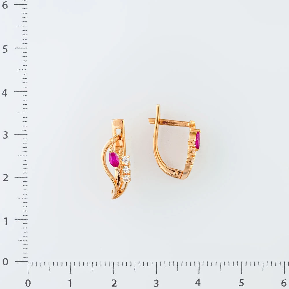 Серьги с рубином из красного золота 585 пробы 2