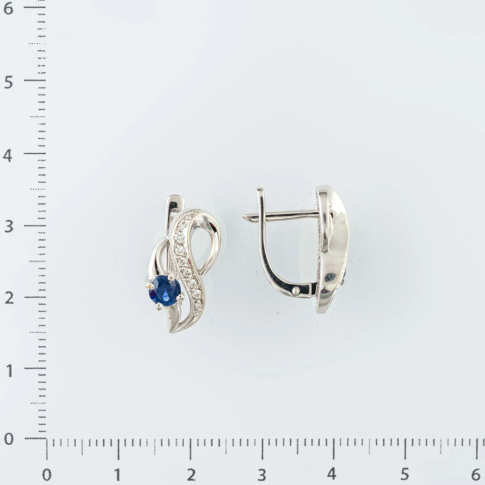 Серьги с сапфиром из белого золота 585 пробы 2